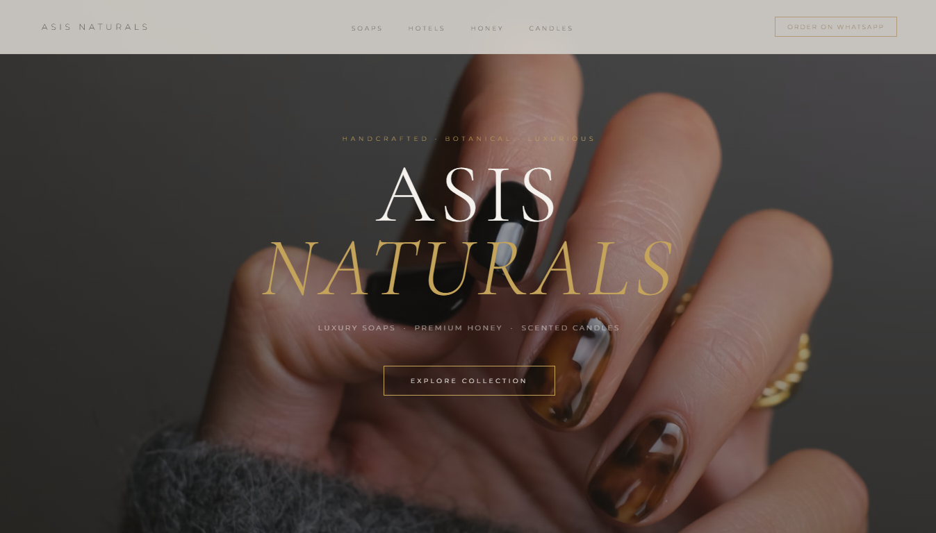 Asis Naturals homepage hero