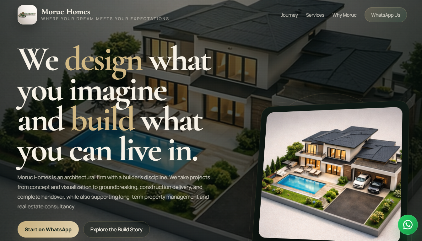 Moruc Homes homepage hero